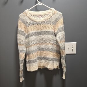Merona Women's Sweater - Gray and Cream Stripes